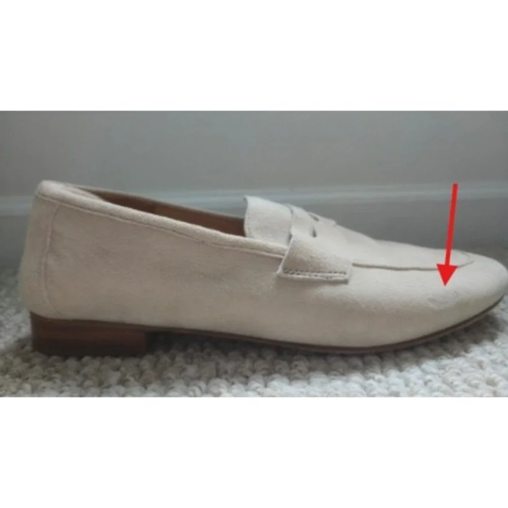 Quince Womens Italian Suede Penny Loafers Almond Tan Flats Size 7.5 EUC